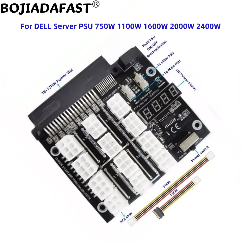 2400W Server Psu Breakout Board - 12 Portlu PCI-E 6Pin Konnektör Sunucu