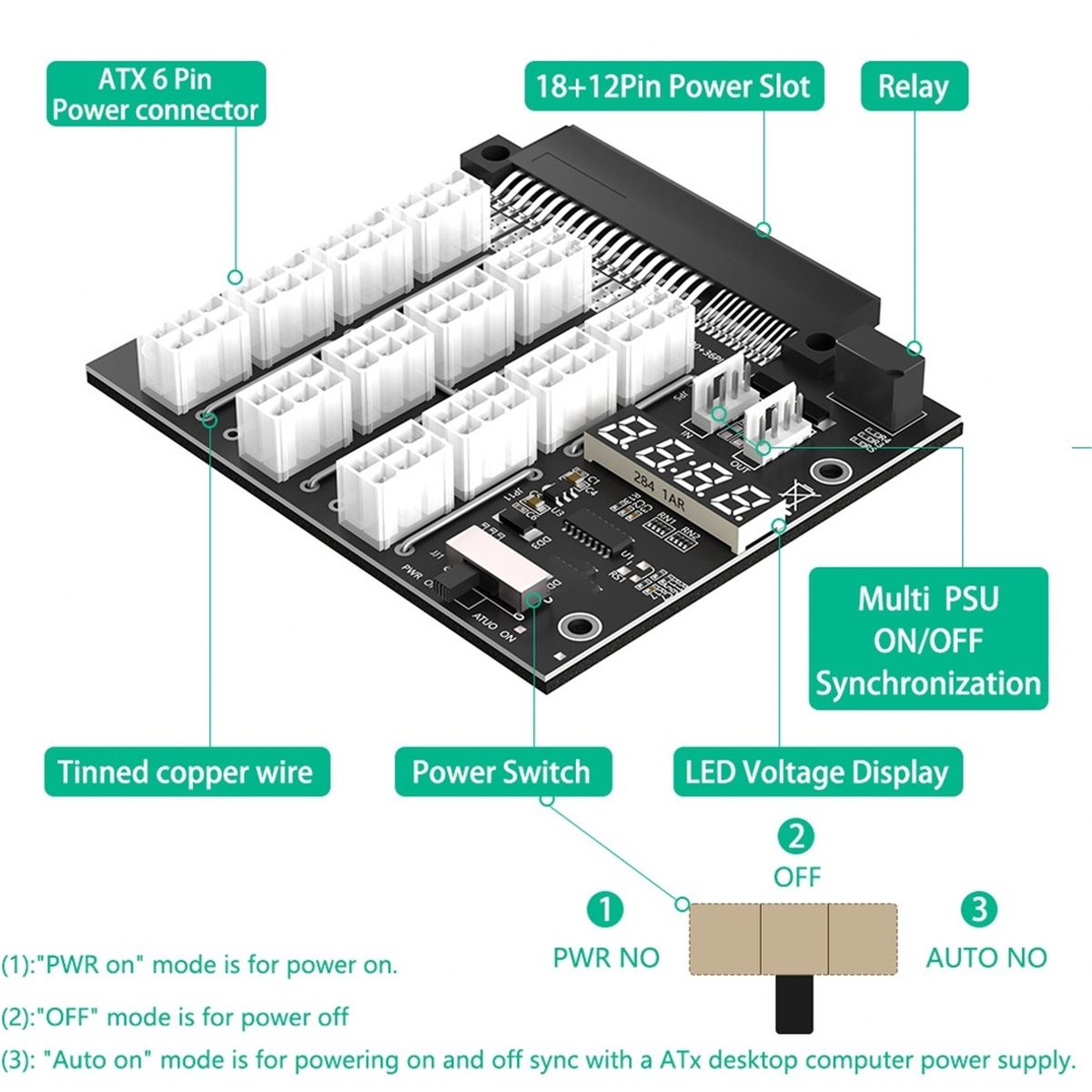 M05K 12 Bağlantı Noktalı PCIe  - 2400W Server Psu Breakout Board incelemesi ve fiyatı